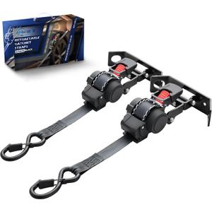 ANLULOAD 1In*11.8Ft, Retractable Ratchet Strap, with Quick Release, with Fixed Base, Rotatable, for Pickup Trucks, Vans, Utv.-BS:1,410Lbs-2PACKS