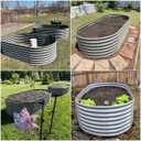 Anleolife 8x4x2ft Oval Deep Root Galvanized Raised Garden Bed, Quartz Grey
