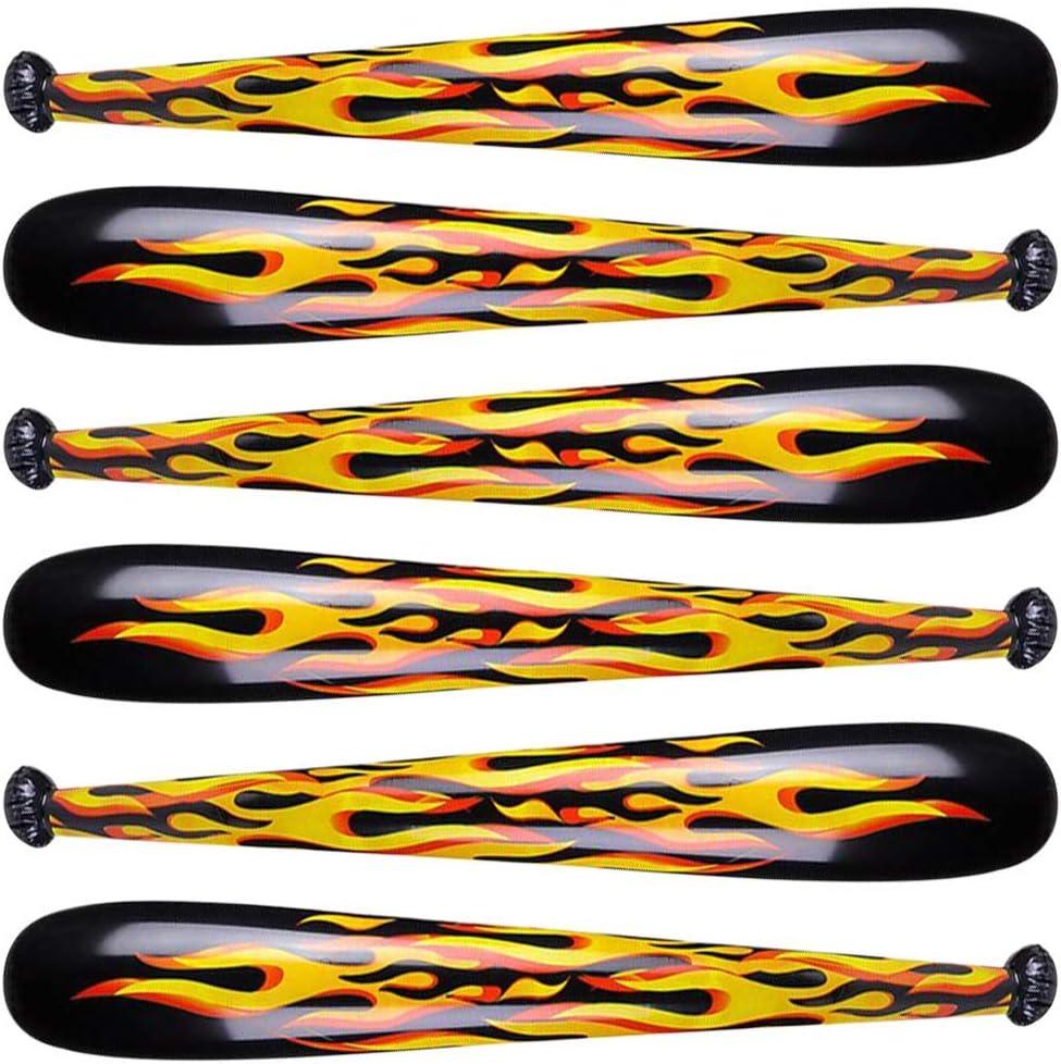 ArtCreativity Inflatable Flame Baseball Bats for Kids, Set of 6, 40 Inch Durable Inflates, Cool Sports Birthday Party Favors, Decorations, and Supplies, Carnival Party Prizes