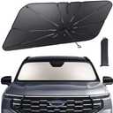Lamicall Car Windshield Sunshade Umbrella – 5-Layer UV Block, 10-Rib Fiberglass Frame for Heat Insulation, 64"x34" Front Window Interior Sun Protection, for Large SUV, Truck Windshield