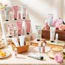 12 Sets Tea Party Favors Mini Hand Cream Lip Balm Bulk Gift Set for Women Wedding Party Favors for Guests Travel Size Hand Lotion Vintage Floral Moisturizing Lip Balm Gifts for Baby Shower