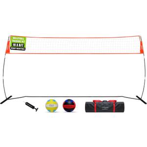 12FT/18FT Portable Volleyball Training Net for Hitting or Serving Drills, Outdoor & Indoor Freestanding Practice Net With Height Adjustable, Carry Bag