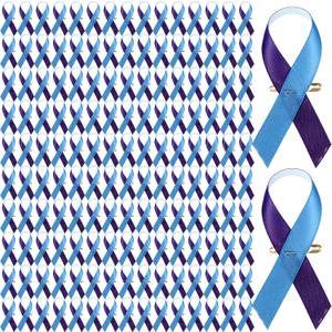 XunYee 500 Set Suicide Semicolon Prevention Awareness Sexual Assault Awareness Teal Purple Ribbon Fabric Awareness Ribbons with Safety Pins Satin Ribbon for Charity Public Social Event Welfare