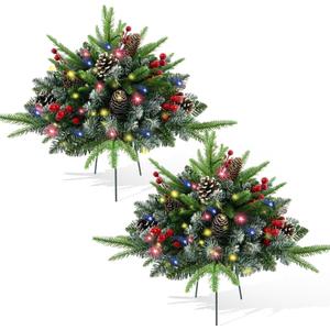 Artificial Christmas Tree for Outdoor Front Porch Decor, Real Touch Christmas Topiary, Realistic Potted Fake Faux Tree Plants for Indoor Garden Holiday Winter Decoration (19.6" Green)