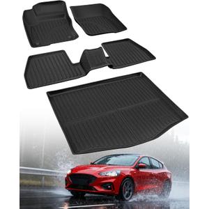 DiffCar Floor Mats for Ford Focus 2012 2013 2014 2015 2016 2017 2018, All Weather TPE Car Accessories for Focus S SE SEL Titanium (Not Fit Hatchback/Electric) Rubber Car Floor Mats for Ford Sedan