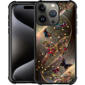 Compatible with iPhone 16 Pro Max Case,Butterflies New 16 Pro Max Women Girls Case, Shockproof Anti-Slip Drop Protection with Soft TPU Bumper