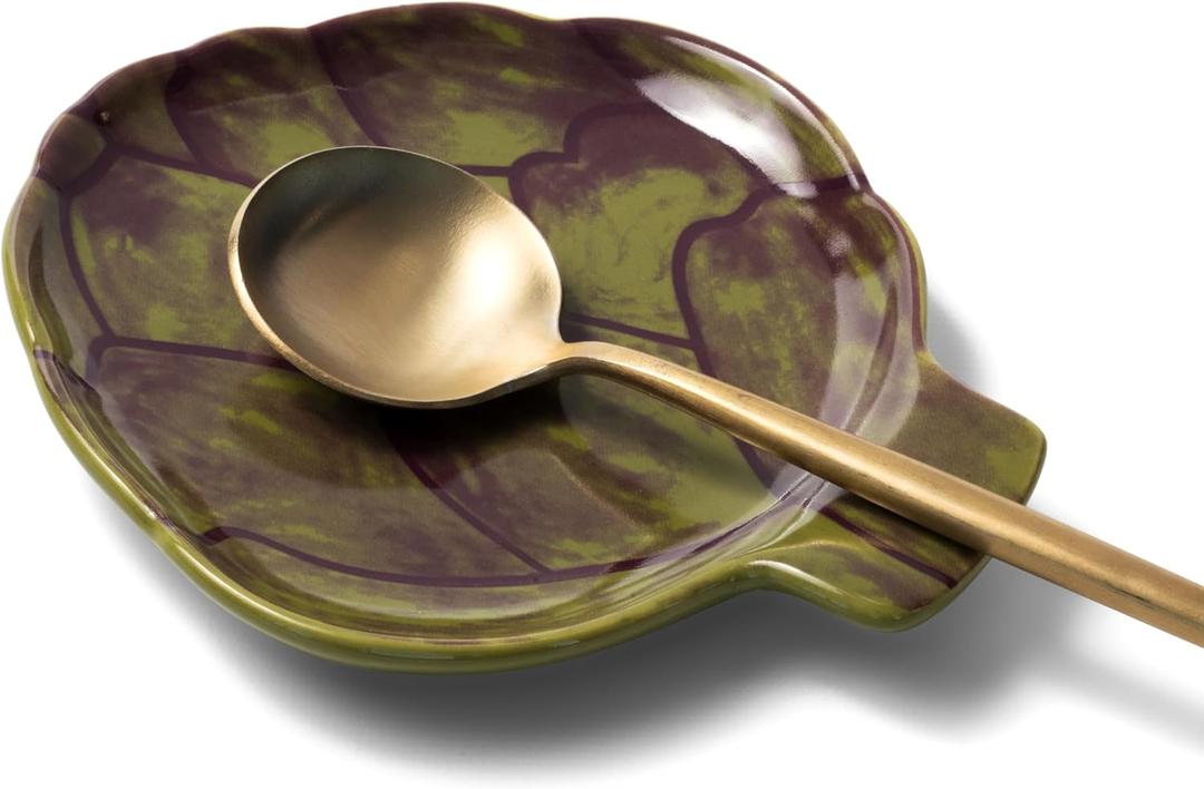 2 x Green Artichoke Dish: Spoon Rest, Sponge Holder, Soy Sauce Dish - Farmhouse Kitchen Decor & Accessories, Perfect Gifts for Women, Mom Birthday Gifts, Housewarming Gifts, Cottage Core Decor