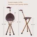 Heavy Duty Folding Cane with Seat Upgraded Tripod Design Walking Stick for Seniors Adjustable Height (32"-36") & Seat (18"-22") Portable Chair Cane for Travel Shopping Outdoor Supports up to 400 LBS