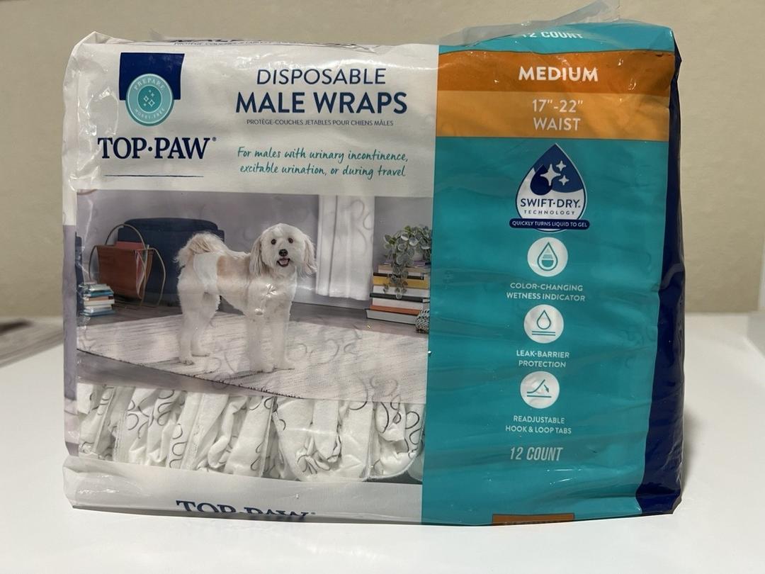 TOP PAW Disposable Dog Diapers, 10 Pack, Medium 15-35 lbs