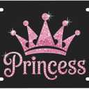 Princess Crown License Plate Sparkle Script - 12x6 Aluminum Waterproof Girls Gift Elegant Decor