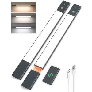 EZVALO Under Cabinet Lighting, 2-Pack Motion Sensor Lights with 3 Detachable Batteries, 76 LED Dimmable Closet Lights, 3 Color Temps, Under Counter Lights for Kitchen, Pantry, Wardrobe