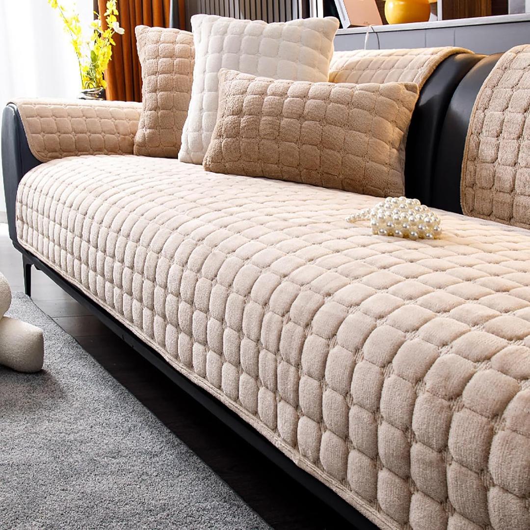 Pet Couch Cover Washable Dog Sofa Protector with Non-Slip Design Pet-Friendly Furniture Cover (1pc/36"x 47"/Rectangular, Camel)