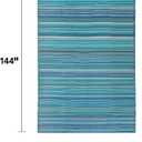 FH Home Outdoor Camping Rug - Waterproof, Fade Resistant, Reversible - Premium Recycled Plastic - Striped - Large Patio, Deck, Sunroom, RV - Havana - Turquoise - 9 x 12 ft Foldable