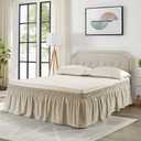 Khaki Wrap Around Bed Skirt for Full/Queen Beds 18" Drop,Bed Skirt Adjustable Elastic Dust Ruffles Easy Fit Wrinkle & Fade Resistant Luxurious Fabric Machine Washable Taupe, Full/Queen