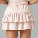 Colorfulkoala Skirts for Women High Waist Mini Tiered A-Line Flowy Shorts Tennis Golf Casual Skorts with Pockets (XL, Marshmallow Pink)