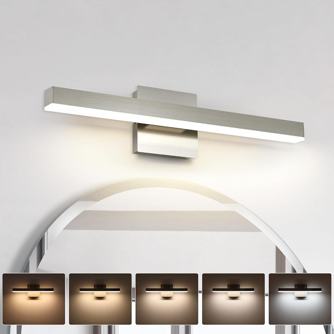 Joossnwell Bathroom Vanity Light Brushed Nickel Bathroom Light Fixtures Over Mirror 23.62 inch 5CCT Dimmable Modern LED Vanity Lighting Bar ETL Certificated, 23.62 Inch Long