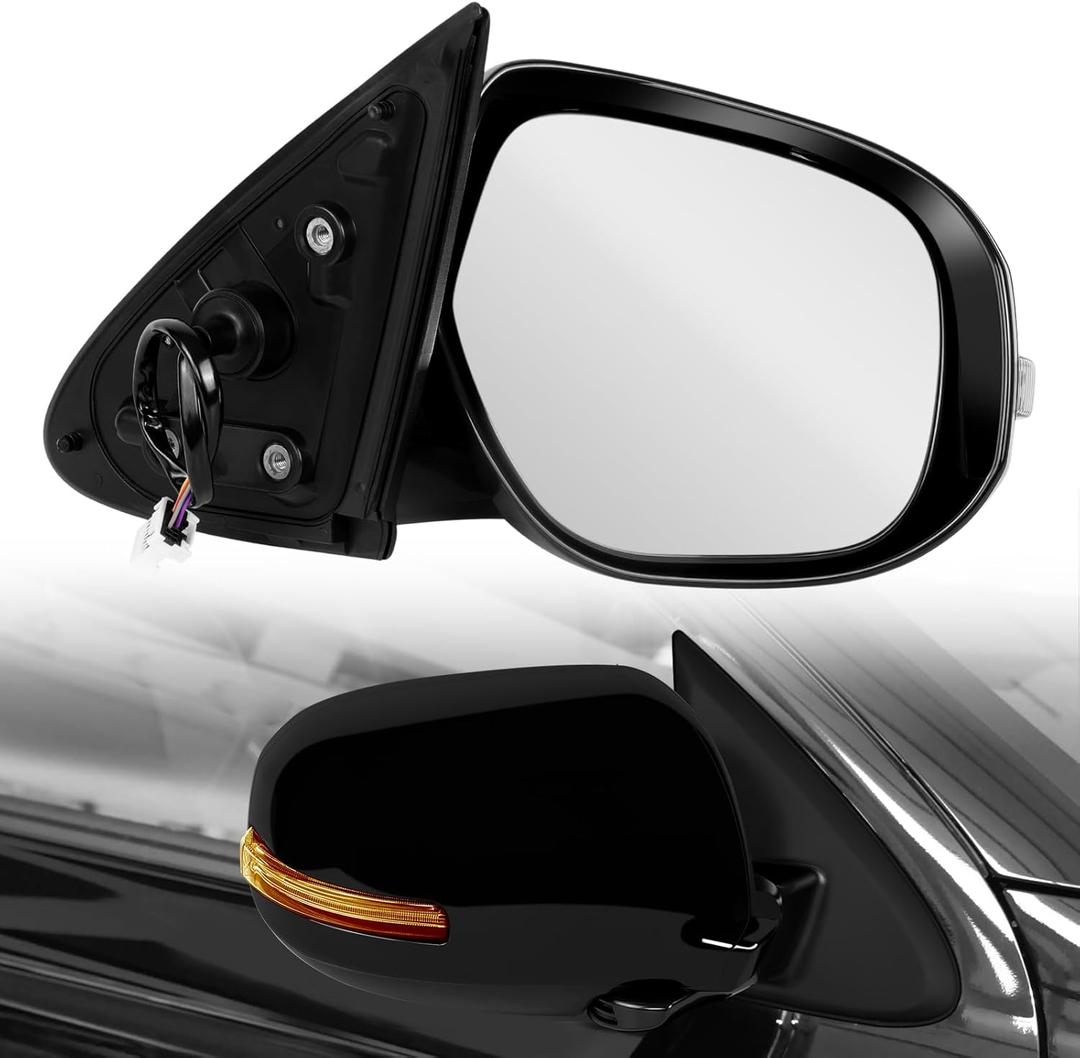 Right Passenger Side Mirror Suit For 2014-2021 Mitsubishi Outlander, Rear Mirror with Power Glass, Heated, Turn Signal and Electric Folding (Doesn't Fit for Outlander Sport Model, 9Pins, Black)