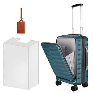 WireHot 22×14×9 Airline Approved Carry On Expandable Luggage with Front Open Pocket, Spinner Wheels, ABS+PC Hardshell Small 20inch Suitcase with Protective Cover and Luggage Tag, Teal Blue