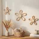 AceOrbit 3 Pcs Boho Daisy Flower Wall Decor, Wood Bead Daisy Wall Art, Beaded Wildflowers, Farmhouse Boho Nursery Decor for Baby Girls Kids Bedroom Dorm Playroom, 7.87'', 5.91'', 4.72''