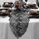 Fall Decorations Table Runner - Black Lace Maple Leaves Table Runners for Autumn Table Decor, 20*75 Inch Halloweens Lace Table Runner for Halloweens Party Home Kitchen Dinner Decoration Indoor