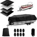 Heavy Duty 900D PU Pontoon Boat Cover, 24'3-26'2 Trailerable Marine Grade Boat Cover Adjustable Windproof Straps & Waterproof Resist Strong Sunlight for SunTracker Party Barge/SPORTFISH/Fishin Barge
