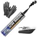 [Black] 5200 Marine Sealant - Fast Cure, High Bond Strength, UV Resistant Underwater 5200 Fast Cure, Marine Adhesive Sealant for Boats, Hulls, Decks, & RVs Caulk Black with Gloves, Nozzle 10oz
