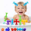 Suction Bath Toys for Baby, 12 Piece Starter Set Suction Cup Toys Preschool Sensory Fidget Toys for Toddlers 1-3 4-8 | No Hole Bath Toy | BPA Free Bath Toys (Large Size)