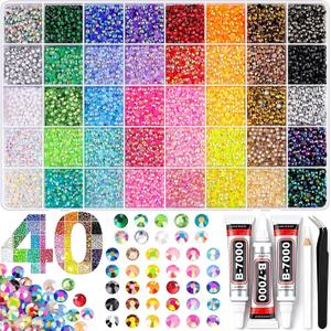 40 Colors Jelly Rhinestones, 3mm Multicolor Resin Flatback Gems