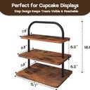 3 Tier Cupcake Stand for 50 Cupcakes, Wood Cupcake Tower Dessert Display Stand, Rustic Tiered Tray Stand, Reusable Cupcake Stand for Wedding, Birthday, Graduation (Brown)