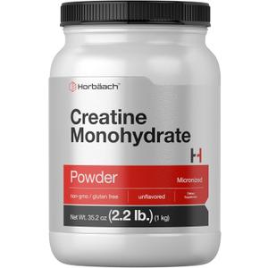 Horbach Creatine Monohydrate Powder | 2.2lbs (35.2 oz) | Micronized and Unflavored | Vegetarian, Non-GMO, and Gluten Free Supplement (200 Servings (Pack of 1))