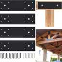 Pergola Flat Brackets 10" x 3",I-Shape Straight Joining Brackets for 4 x 4 or 6 x 6 Lumber,Heavy Duty Mending Plate for Gazebo,Porch,Truss Framing,Log Cabins - 4Pack