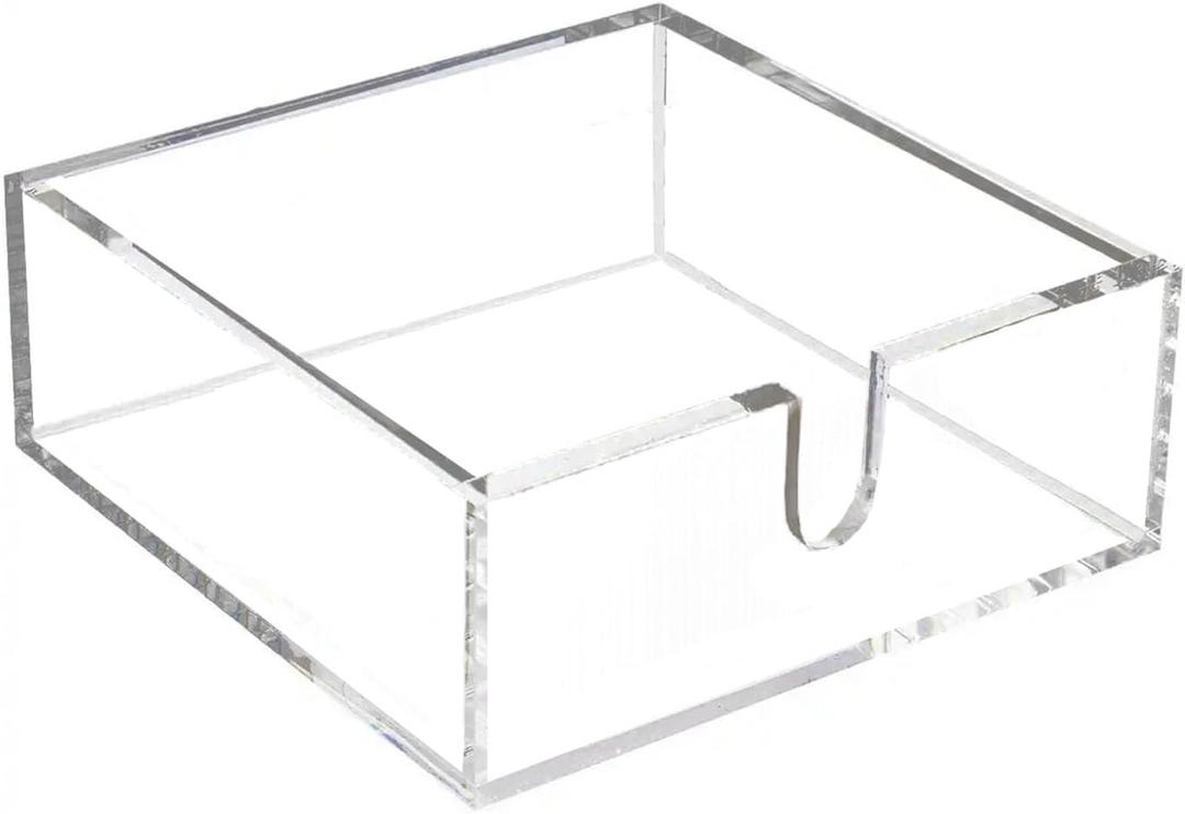Pack Of 2 Cocktail Napkin Holder, Acrylic Napkin Caddy for Table, Square Napkin Dispenser for Bar, Kitchen, Party, Dinner, 5.5x5.5x2" (Clear)