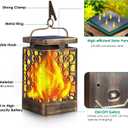 TomCare Solar Lights Upgraded Solar Lantern Flickering Flame Outdoor Hanging Lantern Decorative Lighting Solar Powered Waterproof LED Flame Umbrella Lights for Patio Garden Deck, 4 Pack(Bronze)