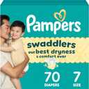 Pampers Swaddlers Diapers, Size 7 (26-50 lbs), 70 Count, Absorbent, Keeps Baby Dry and Comfortable, Skin Safe Disposable Baby Diaper