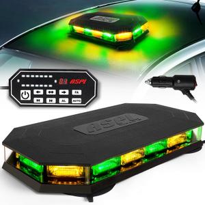 ASPL 16.5 Inch Roof Top Beacon Emergency Strobe Light with Controller 56 LED Magnetic Warning Caution lights bar Traffic Hazard Plow Light for Trucks Vehicles Construction Snowplow (Amber/Green)