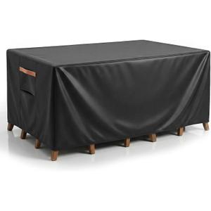 Outdoor Patio Furniture Cover Rectangular, Heavy Duty 600D Waterproof Cover for Table & Chair Set, Windproof, UV Resistant, All-Season Protection for Backyard,Deck & Garden,64" L x 52" W x 28" H,Black