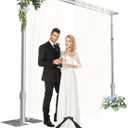 Heavy Duty Backdrop Stand - 10x10ft, Double Crossbar Pipe and Drape Stand Kit, Adjustable Metal Frame for Wedding & Birthday Party Decorations (Sliver)