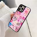Case for iPhone 11, Trendy Aesthetic Preppy Sticker Collage Pattern Print, Glossy Hard PC Back Soft TPU Bumper, Slim Shockproof Anti-Scratch Cover for Teen Girls Women