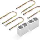 Universal Leaf Spring Lowering Block Kit, 4 Inch, 2-1/2" Wide, 5" Long, Zinc-Plated U-Bolts, Premium Steel Construction for Long-Lasting Finish