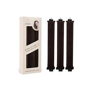 Luckybear Overnight Heatless Hair Curler to Sleep in, Satin Velvet Overnight Curls Flexi Blowout Jumbo Rods, No Heat Sleeping Curling for Hair Styling Tools - 3pcs Brown