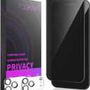 PDDKISS 2 Pack Privacy Screen Protector for iPhone 17 Pro Max | 2 Pack Camera Lens Protector Black Anti Spy Tempered Glass (2025) 6.9 inch