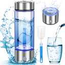 2025 Upgrade Hydrogen Water Bottle, 3 Min 1800PPB Fast Hydrogen Water Generator with SPE PEM Tech, 14oz Portable Hydro Water Machine, Rechargeable Hydrogen Rich Glass for Home Office Travel & Fitness (Silver)