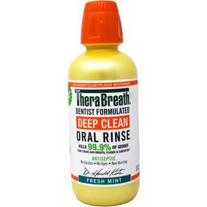 TheraBreath Deep Clean Oral Rinse Mouthwash, Kills 99.9% of Germs, Antiseptic, Fresh Mint  16 fl oz