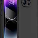Miracase Designed for iPhone 14 Pro Max Phone Case with Screen Protector,[Upgraded Enhanced Camera Protection],Shockproof Liquid Silicone Case with Microfiber Lining,6.7 inch, Black