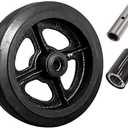 CasterHQ 8" X 2" RUBBER ON CAST IRON WHEEL - 650 LBS CAPACITY - Replacement Caster Wheel - Commercial/Industrial Application - 8 inch x 2 inch - Medium/Heavy Duty