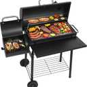 Realcook: Spacious Barrel Charcoal BBQ Grill | Barbecue Smoker Grill Combo for Outdoor Backyard Patio Camping Picnic and Party