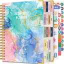 Planner 2026-2027, 18 Months Weekly and Monthly Daily Planner from January 2026 - June 2027, 5.75" x 8.38" A5 Hardcover Agenda Organizer Book 2026 with Tabs, Spiral Yearly Calendar Planners for School Work Home, Pink Blue Marble