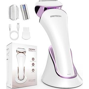 PRITECH Electric Shaver for Women - Cordless Lady Razor, Wet & Dry Waterproof Razor for Legs, Arms, Underarms, Bikini - USB Rechargeable