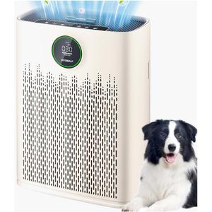 Air Purifiers for Home Large Room, with Smart Mode, Cover Up to 2200 Ft², PM2.5 Air Quality Display, 22dB Sleep Mode, Aromatherapy with 2X-Purification & 360°Air Outlet, HAP603, Milk White