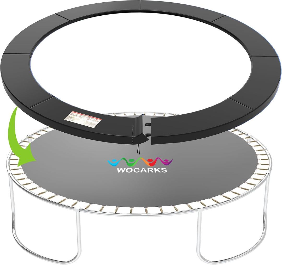 wocarks Trampoline Pad, 10ft 12ft 14ft Trampoline Replacement Safety Pad, Waterproof and Tear-Resistant Safety Spring Cover Round Frame Pad (Black, 14FT)